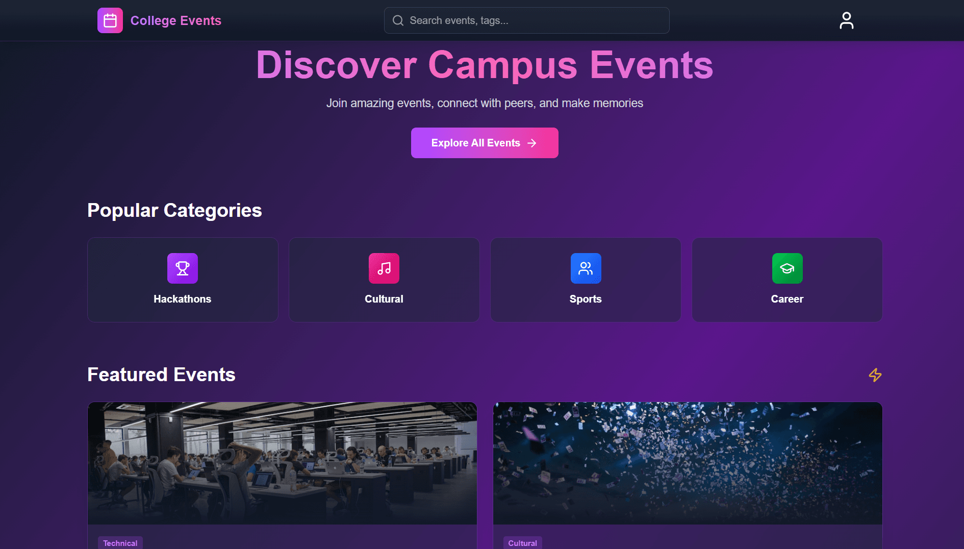 College Event Website